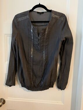 Yest , Women's Charcoal Long-Sleeve blouse 100% tencel